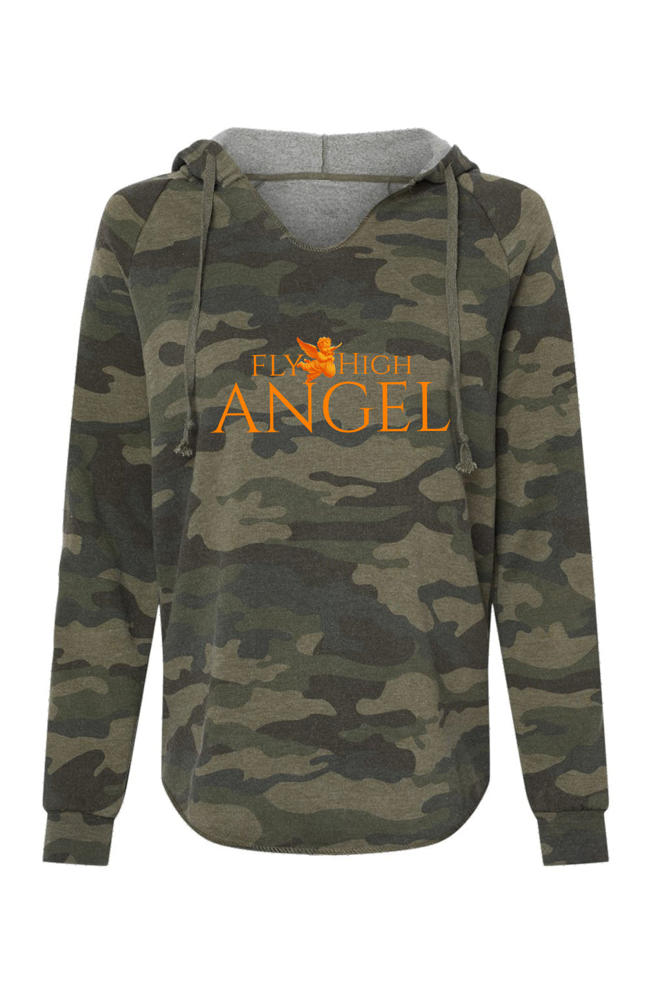 Fly High Angel Womens Lightweight Camo Hooded Swea