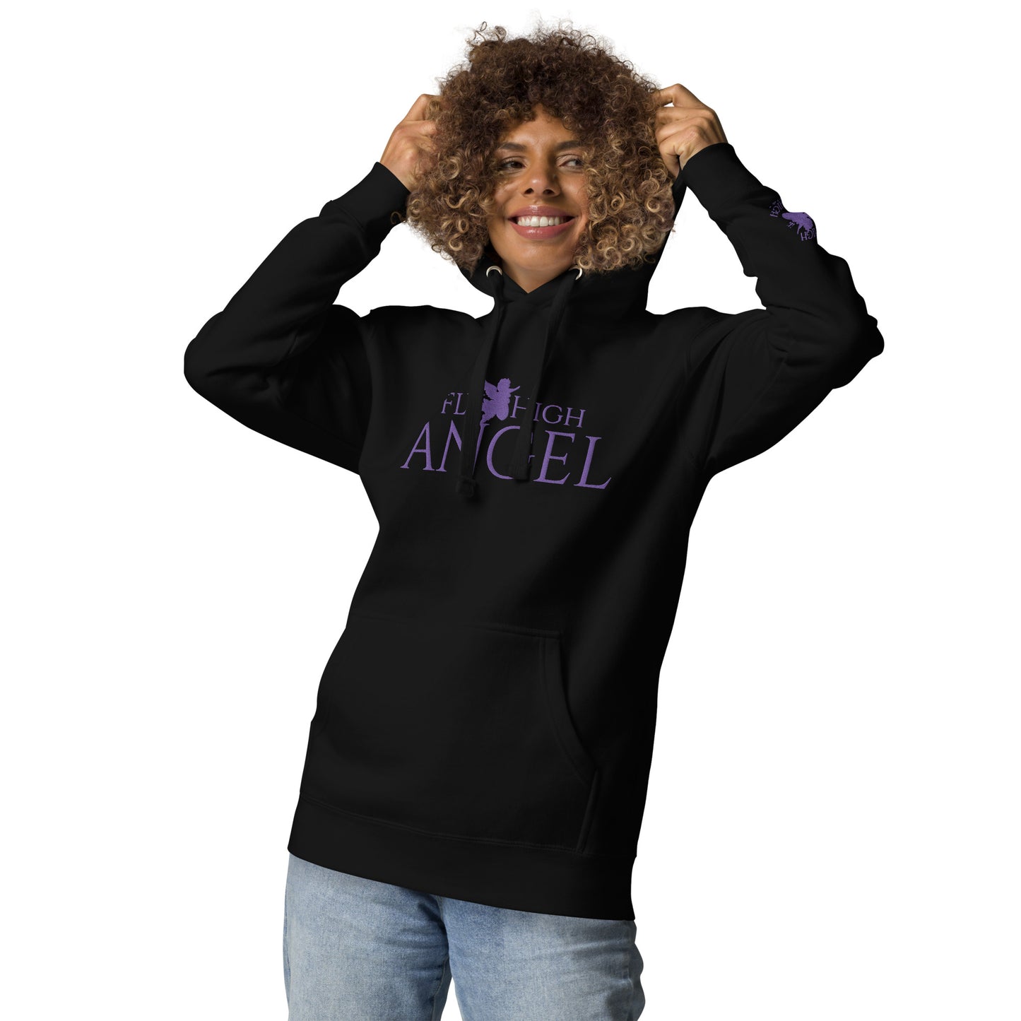Embroidered Fly High Angel Unisex Hoodie