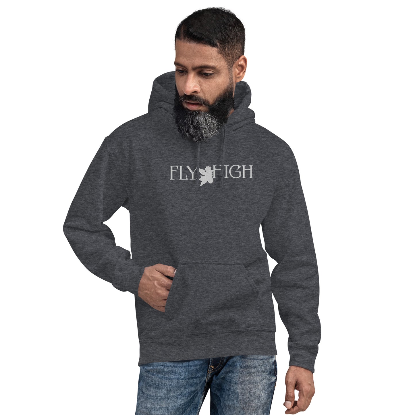 Embroidered Fly High Unisex Hoodie