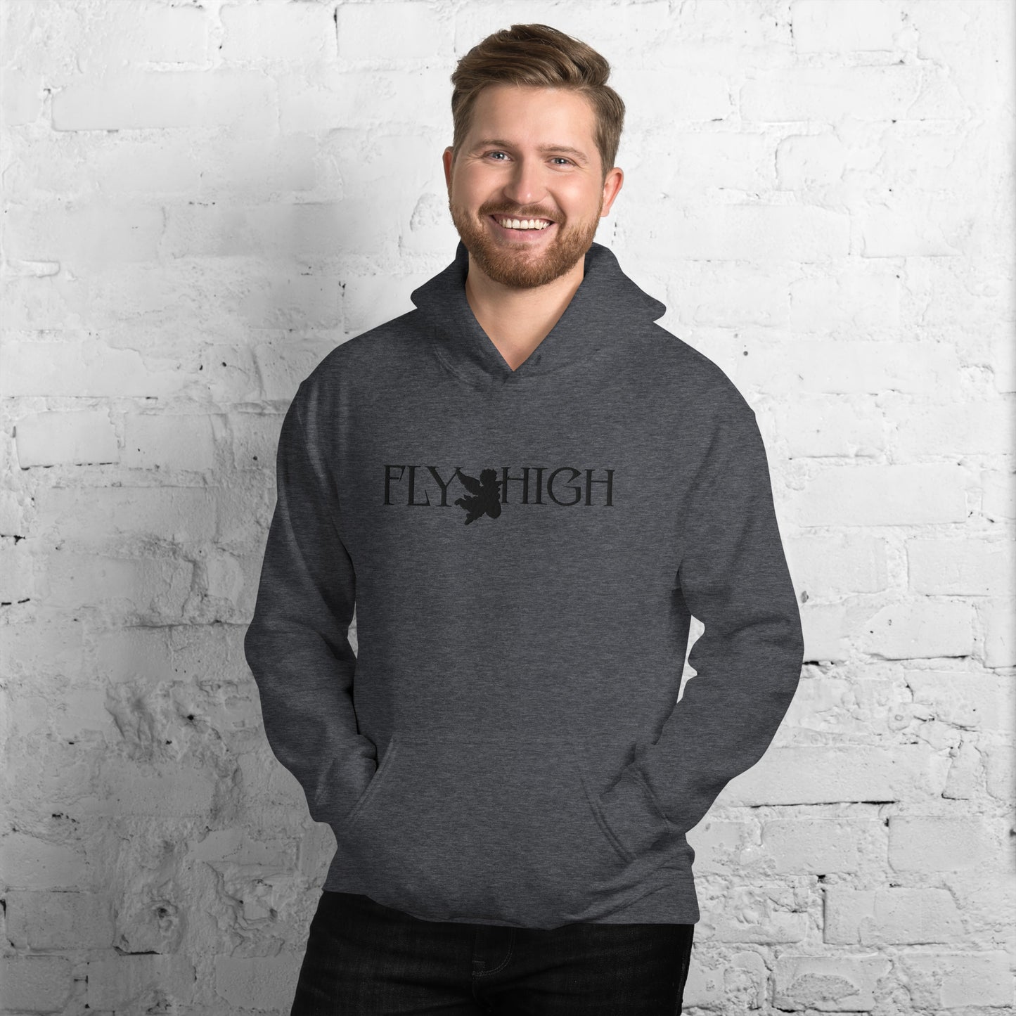 Embroidered Fly High Unisex Hoodie