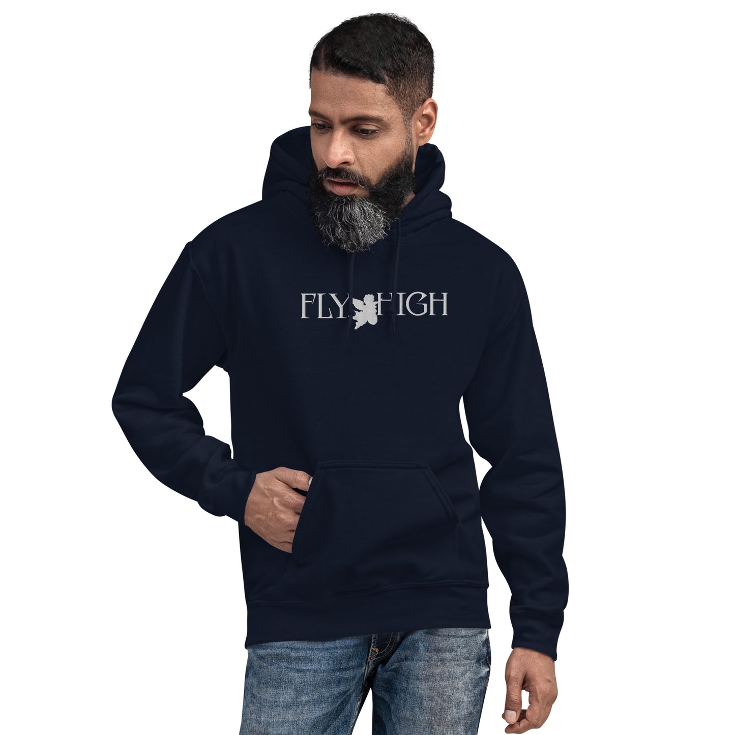 Embroidered Fly High Unisex Hoodie