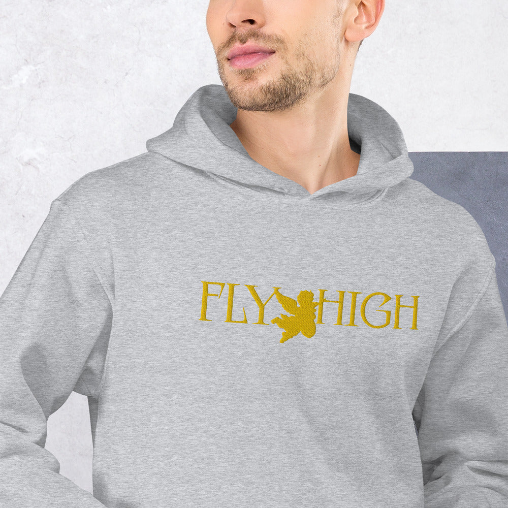 Embroidered Fly High Unisex Hoodie