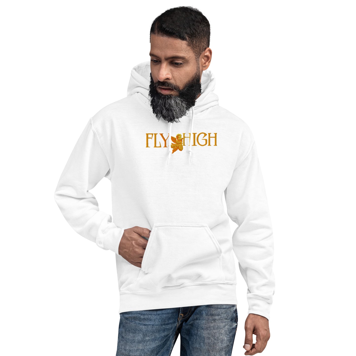 Embroidered Fly High Unisex Hoodie