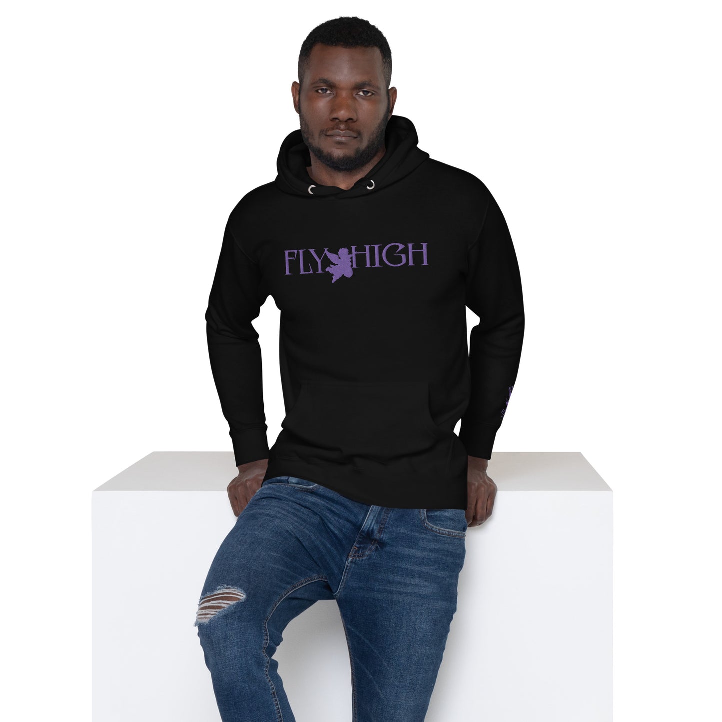 Embroidered Fly High Unisex Hoodie